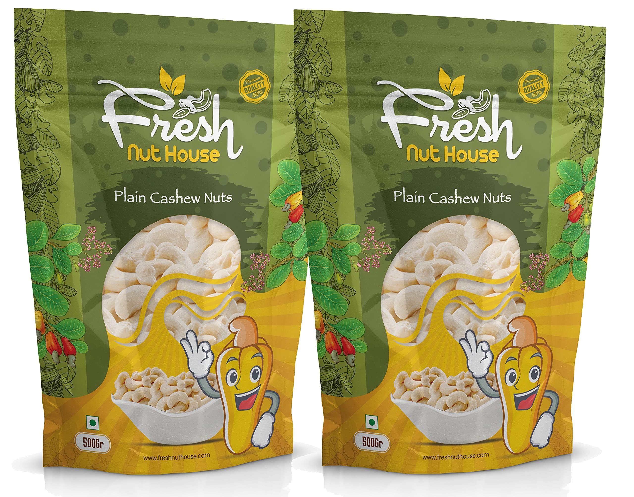 FRESH NUT HOUSE Fresh Nut House Premium Whole Kerala Origin Plain Cashew Nut, 1 Kilogram