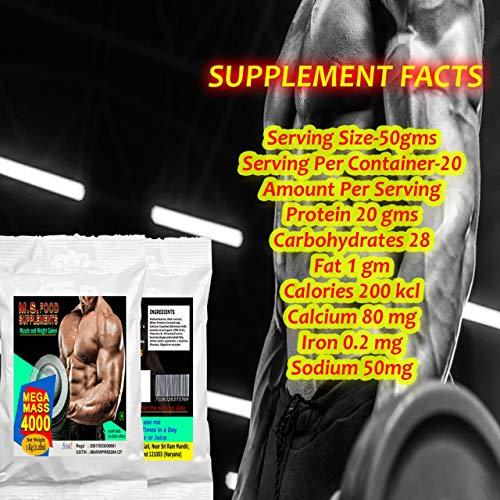 M.S. Food Supplements M.S.Food Supplements Mega Mass 4000 Powder weight gainer 1kg Mango10