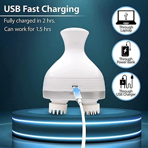 Kamini Enterprise Kamini Enterprise Head Scalp Massager De-Stress Hair Growth & Blood Circulation For Stress Relief And Deep Muscle Relaxation 3D Portable Handheld Rechargeable Rotating Massage Machine(1ps/Multicolour)