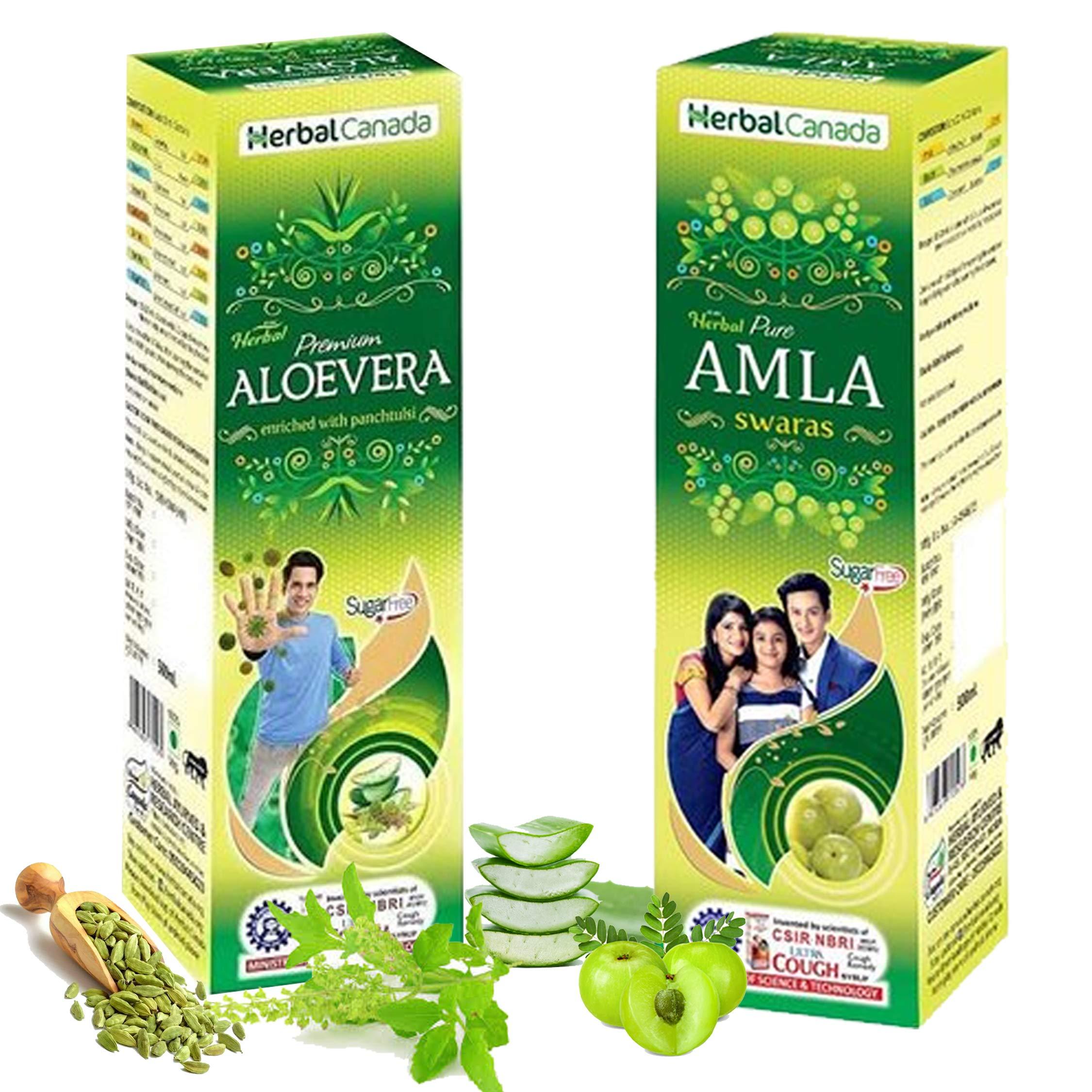 HERBAL CANADA HERBAL CANADA AMLA SWARAS AND ALOEVERA RAS 500ML - COMBO PACK