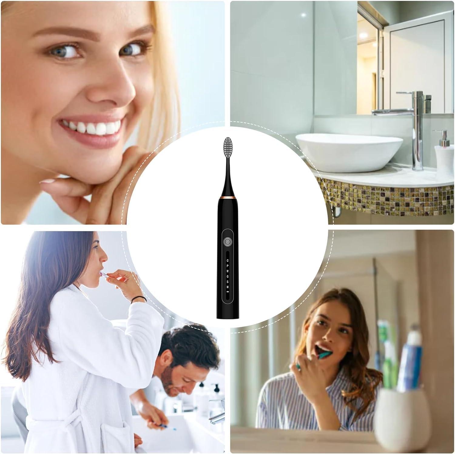 Clefairy Clefairy Electric Toothbrush For Adults, Travel Sonic Toothbrush with 4 Replacement Heads, Ultra Clean Rechargeable Toothbrush Portable Use 6 Optional Modes