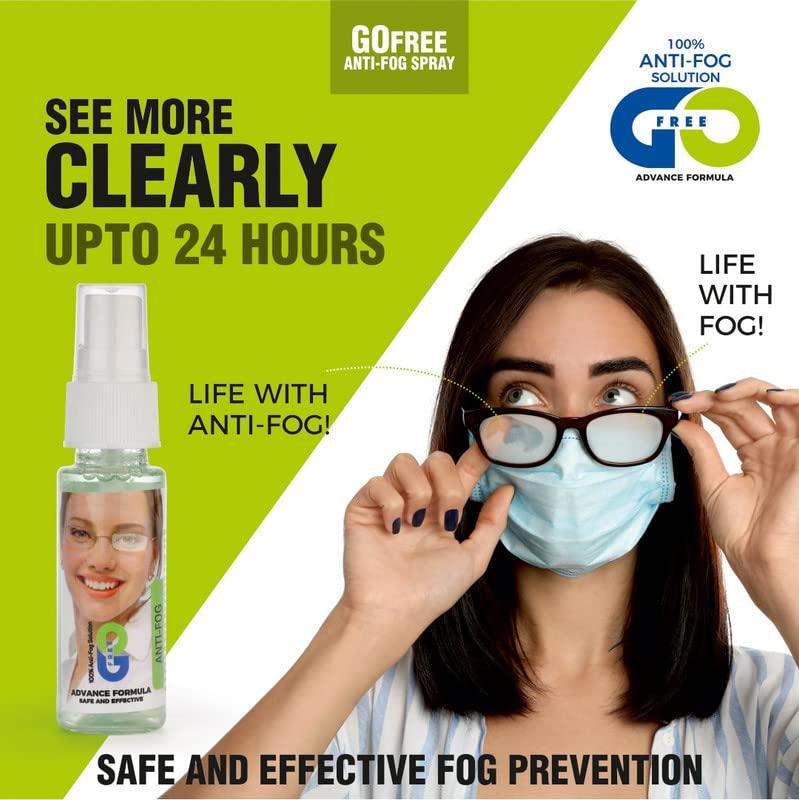 GOFREE GOFREE Anti-Fog Spray Kit With Cleaning Cloth For Spectacles, Glasses, Camera Lens Patented & Advanced Formula Solution (30 ML) Effective Up to 24 Hrs - (Pack Of 2)