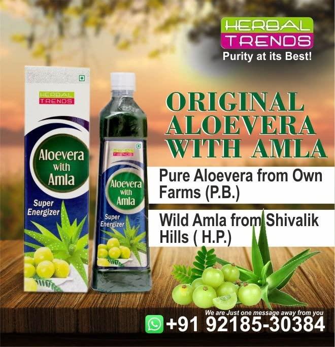 Herbal Trends Herbal Trends Aloe Vera with Amla Juice Super Energizer - Pure, Fresh, Undiluted, 100% Natural -1 Litre- Himachal Pradesh