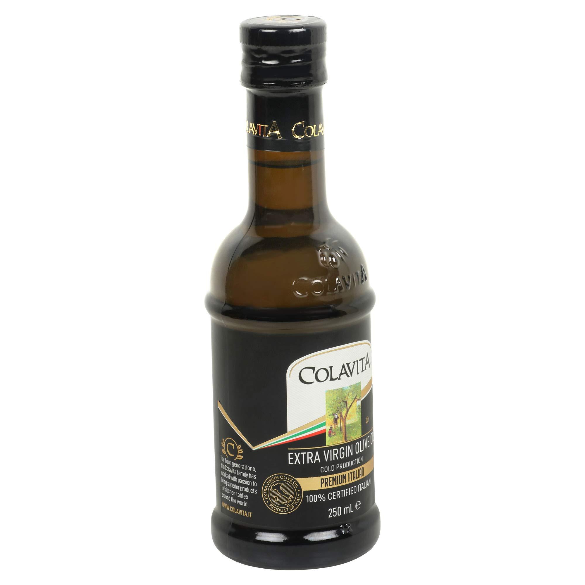 COLAVITA Colavita Extra Virgin Olive Oil (250 ml) | Italian Premium Selection | Imported from Italy | Premium Olive Oil for Cooking, Dips and Marinades | Cold Pressed Oil from Italian grown Olives | Timeless Bottle Pack