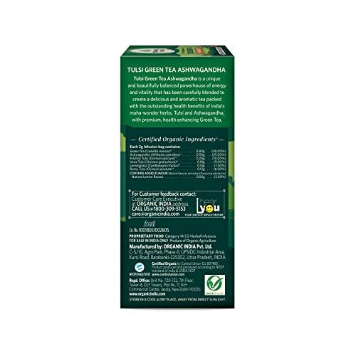 Organic India_ARIPL Organic India Tulsi Green Tea Ashwagandha - 25 Tea Bag (Pack of 1)