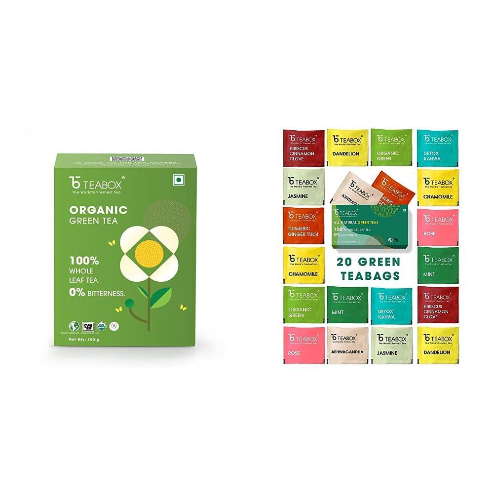 Teabox Teabox Organic Darjeeling Green Tea 100 grams & Teabox Green Tea Sampler Bags 20pcs (2pcs X 10 flavors)
