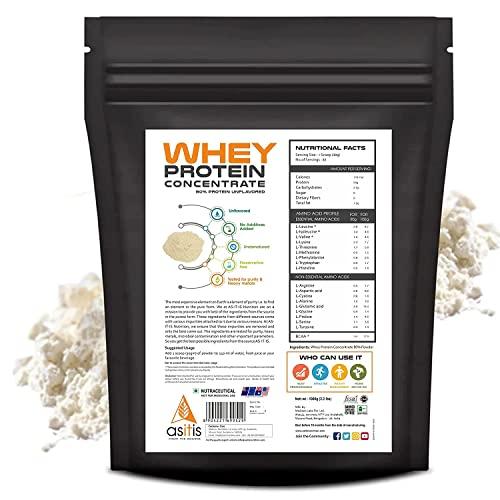 Asitis Nutrition AS-IT-IS Nutrition Whey Protein Concentrate 80% Unflavoured, Labdoor Certified (Whey protein Concentrate 1kg + Creatine 100gms) | Combo pack