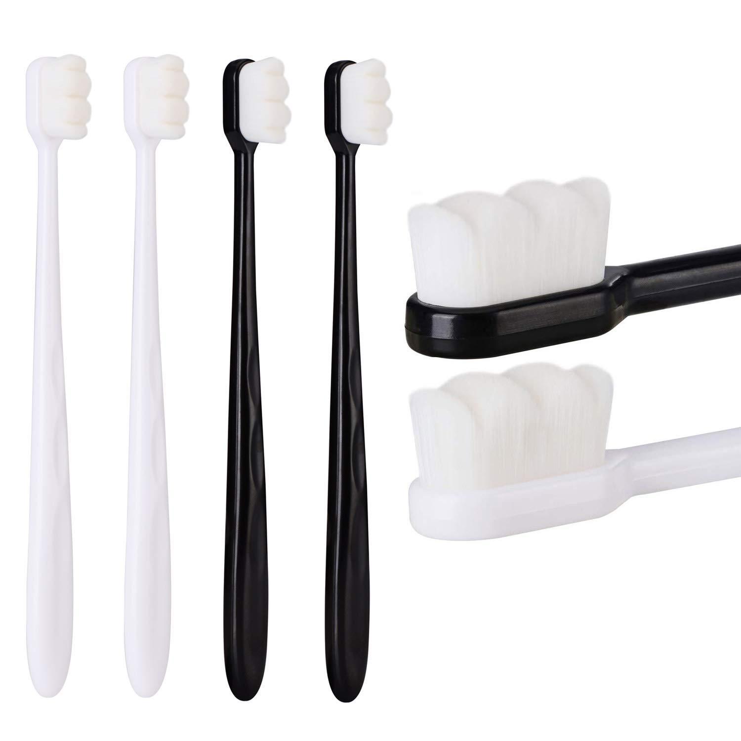 snika snika Extra Soft Toothbrush, Ultra Soft-Bristled Adult Toothbrush Micro Nano 15000 Floss Bristle Good Cleaning Effect For Sensitive Teeth Oral Gum Recession, Manual, White (Set of 2)