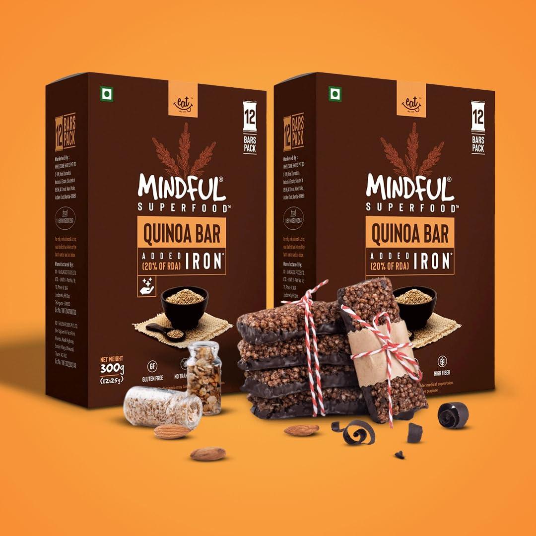 EAT Anytime Eat Anytime Healthy Energy Quinoa Bar | Gluten Free & High Fiber | Energy Bar Sugar Free | High Protein Bar | Healthy Bar & Breakfast Protein Bar | Quinoa Bar/Energy Bar -600gm(24Pcs.of 25Gm)