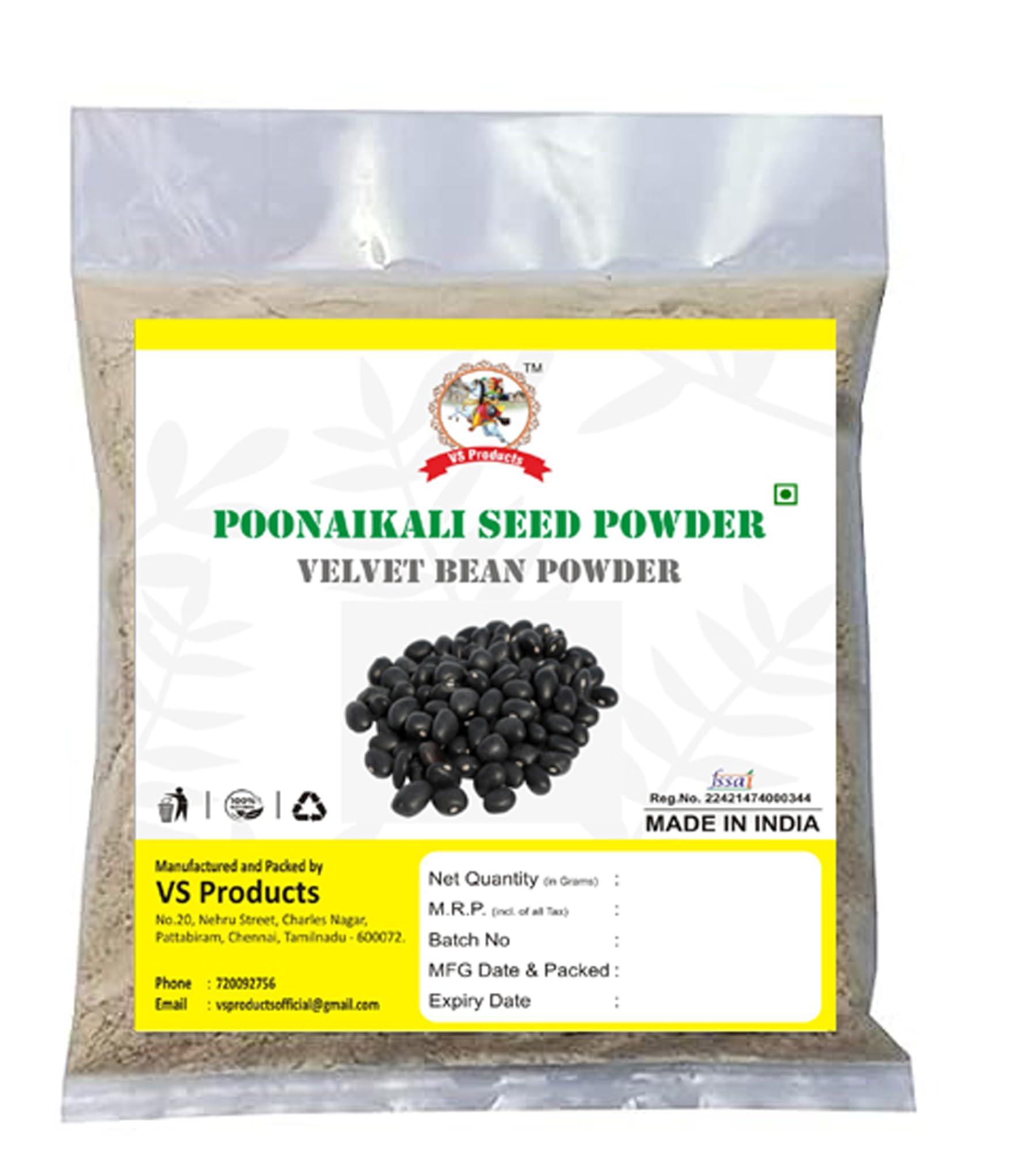 VS Products VS Products Poonaikali Seed Powder (Black) Velvet Bean Mucuna Prurita Powder, 250g