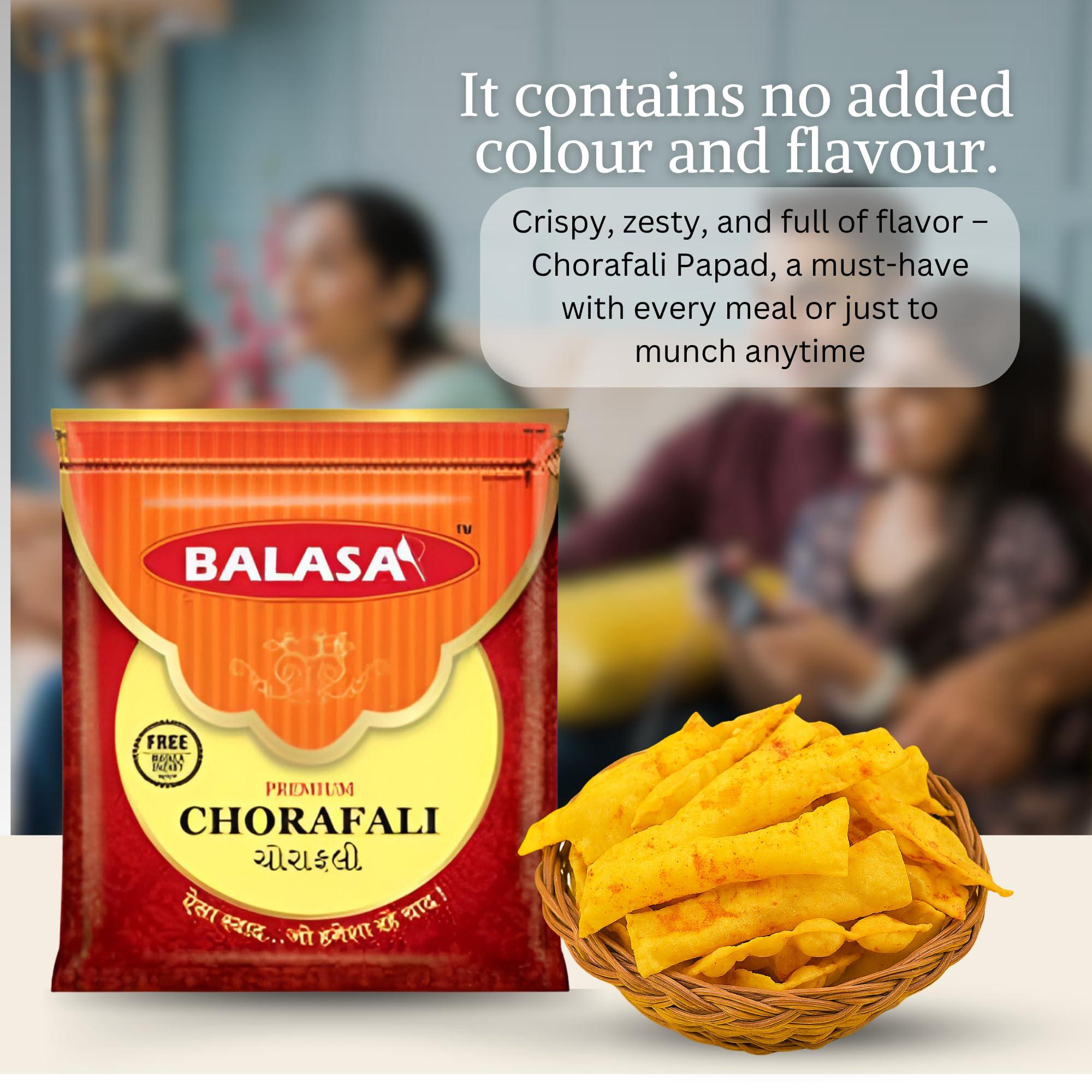 Balasa Balasa Chorafali + Mathiya + Fafda Papad 600 Gms - COMBO (Pack of 3) Indian Snack Papad/Pappadam/Appalam