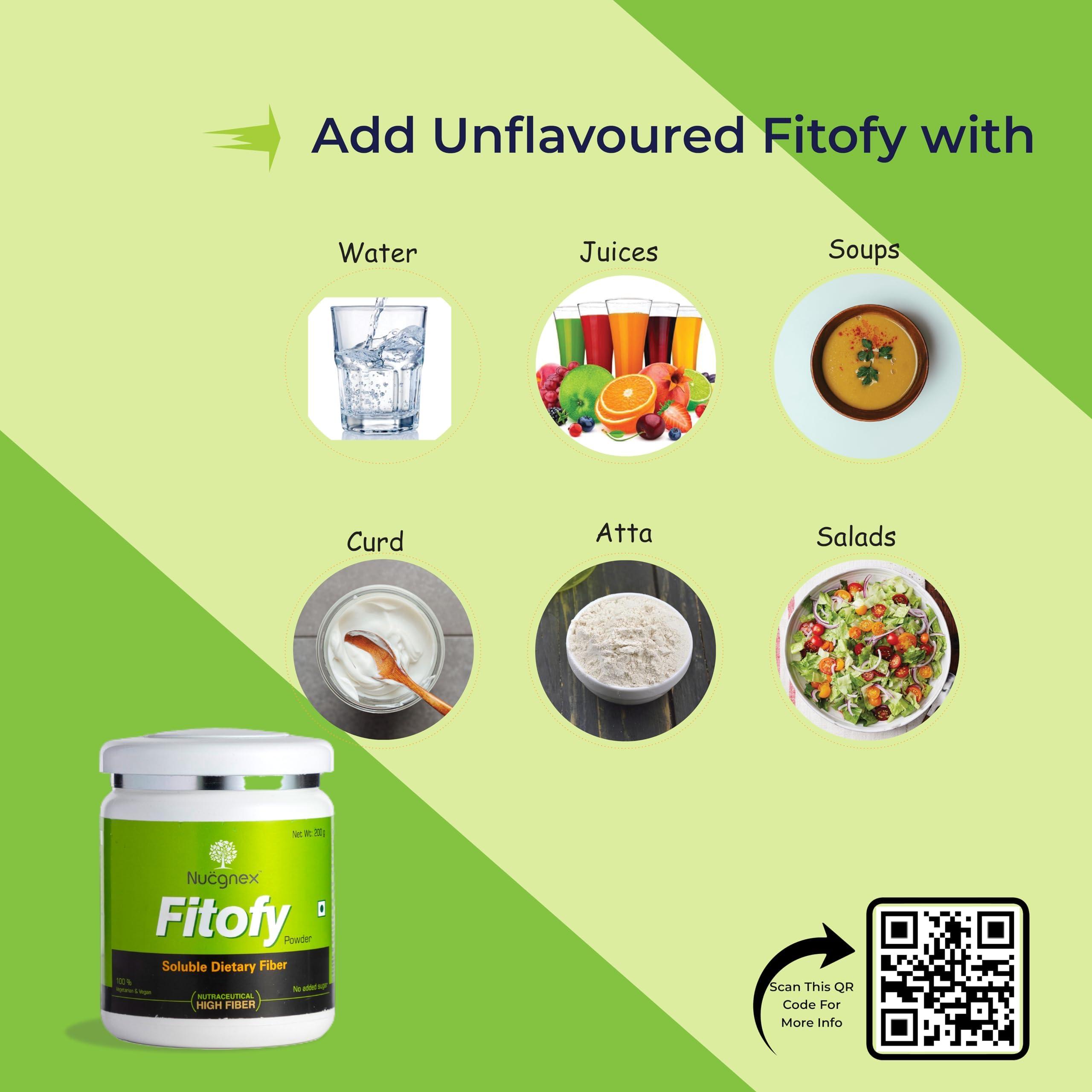 FITOFY FITOFY Soluble Dietary Fiber Powder| Aids indigestions| Enhance gut Health| Combination of 3 fibers| Acidity, Constipation Relief| Gastrointestinal health (Unflavored) 200gms
