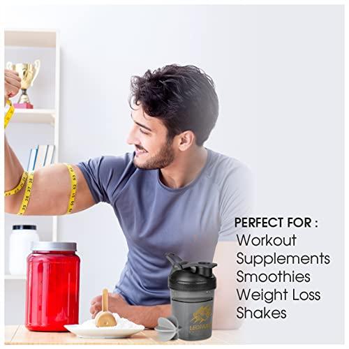LEOPARD NUTRITION LEOPARD NUTRITION Gym Shaker/Sipper Bottle 400 ml, 100% Leakproof Guarantee, Ideal for Protein shake, Pre workout and BCAAs, BPA Free Material (Black Mini Shaker 300ml)