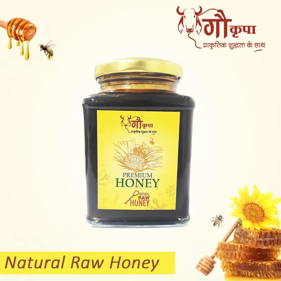 GauKrupa GauKrupa Forest Honey Shahad | Natural and Original Honey | 100% Pure Raw and Unprocessed Honey Sahad Good for Skin & Health, No Added Artificial Flavor & Sugars or Colours | Bottle (500 Gram)