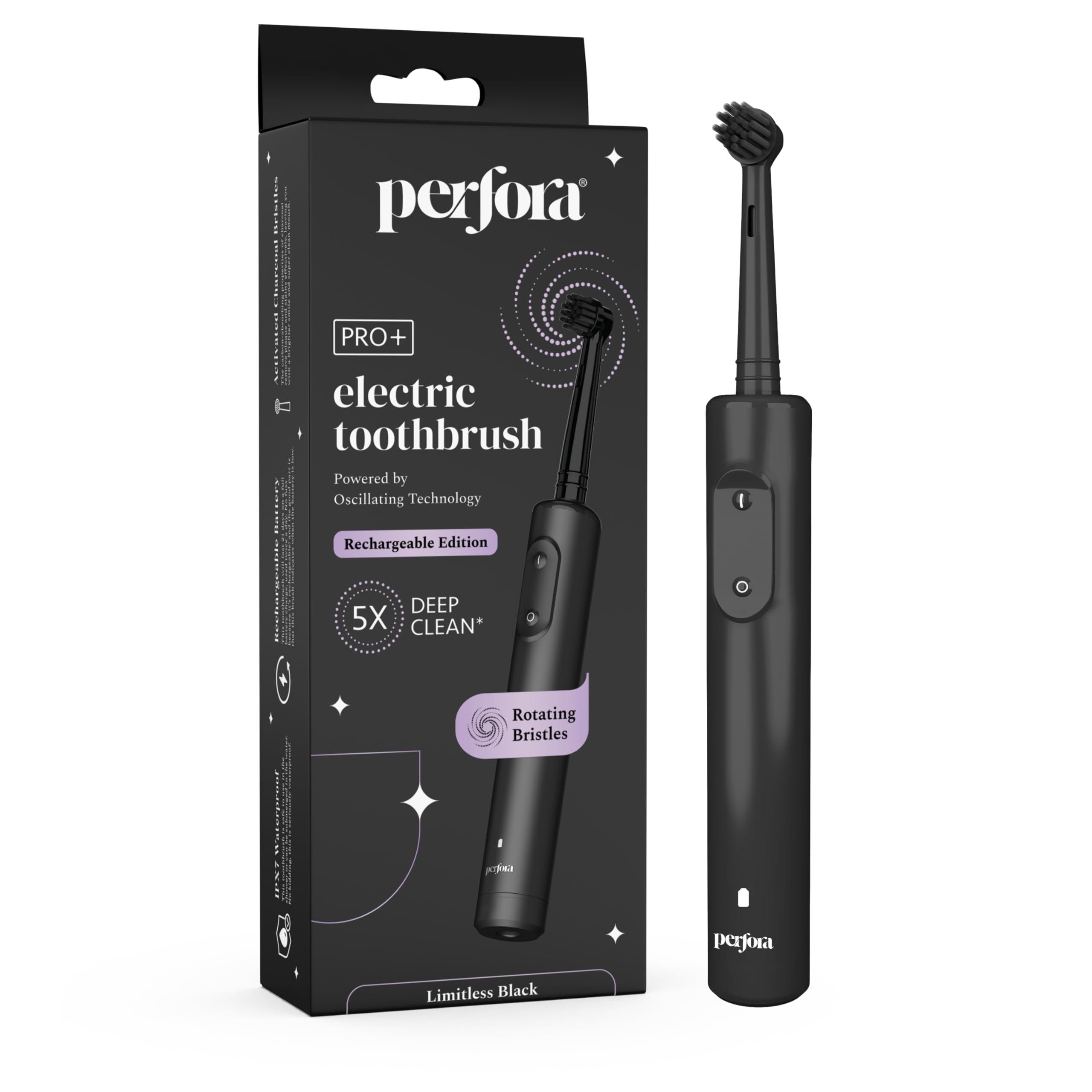 Perfora Perfora PRO Oscillating Electric Toothbrush | 2 Years Warranty | Electric Toothbrush Rechargeable, Electric Brush, Electric Toothbrush For Men & Women, 8800 RPM, 1 Mode, 2 min Auto Timer (Limitless Black)