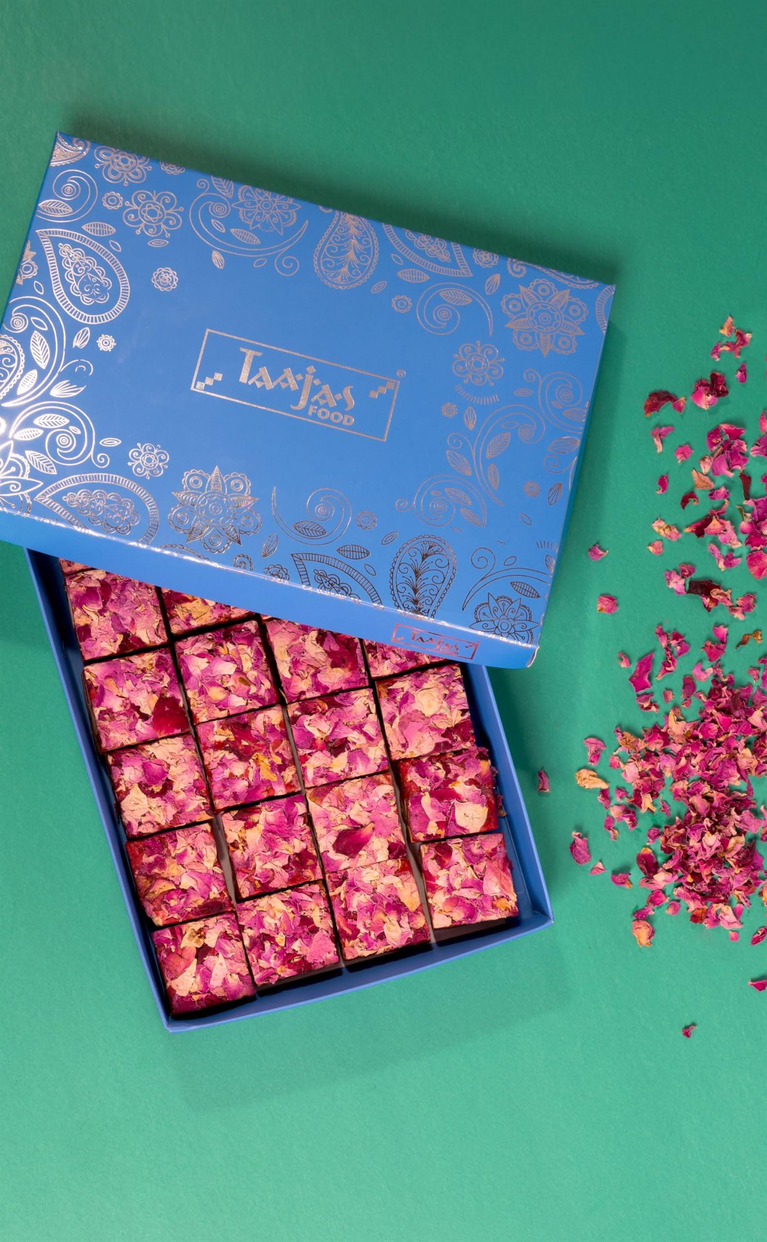 Taajas Food TAAJAS FOOD (Since 2003) Shahi Gulab Pak | Made with Roasted Nuts (Cashews & Almond) | Sweets Gift Pack | Traditional Indian Sweets/Mithai | No Preservatives, No Artificial Color & Flavors (500 GM)