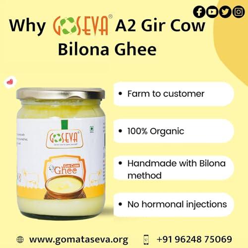 GOSEVA GOSEVA Pure Gir Cow A2 Ghee (1 Litre)|Made With Traditional Bilona Method|Indigenious Gir Cow Ghee|Gir Blood Line Cattle Since 1660 Ad|Naturally Crafted Hand Made Gir Cow Ghee