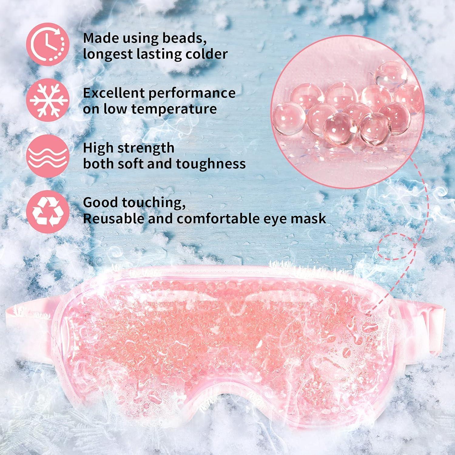 Cazuela Cazuela Cooling Gel Ice Eye Mask, Reusable Hot Cold Pack Compress for Stress Relief, Headaches, Migraines, Puffiness, Dark Circles, Puffy Eye, Eye Bags, Dry Eyes (Multi Color) (Pink Mask)