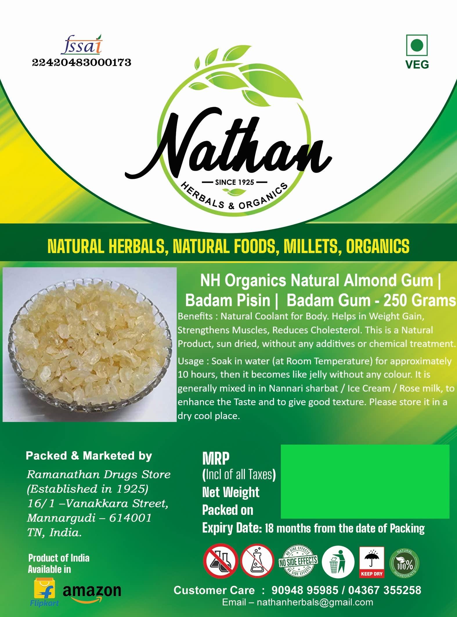 NATHAN HERBALS & ORGANICS NH Organics Natural Almond Gum | Badam Pisin | Badam Gum - 1 kg
