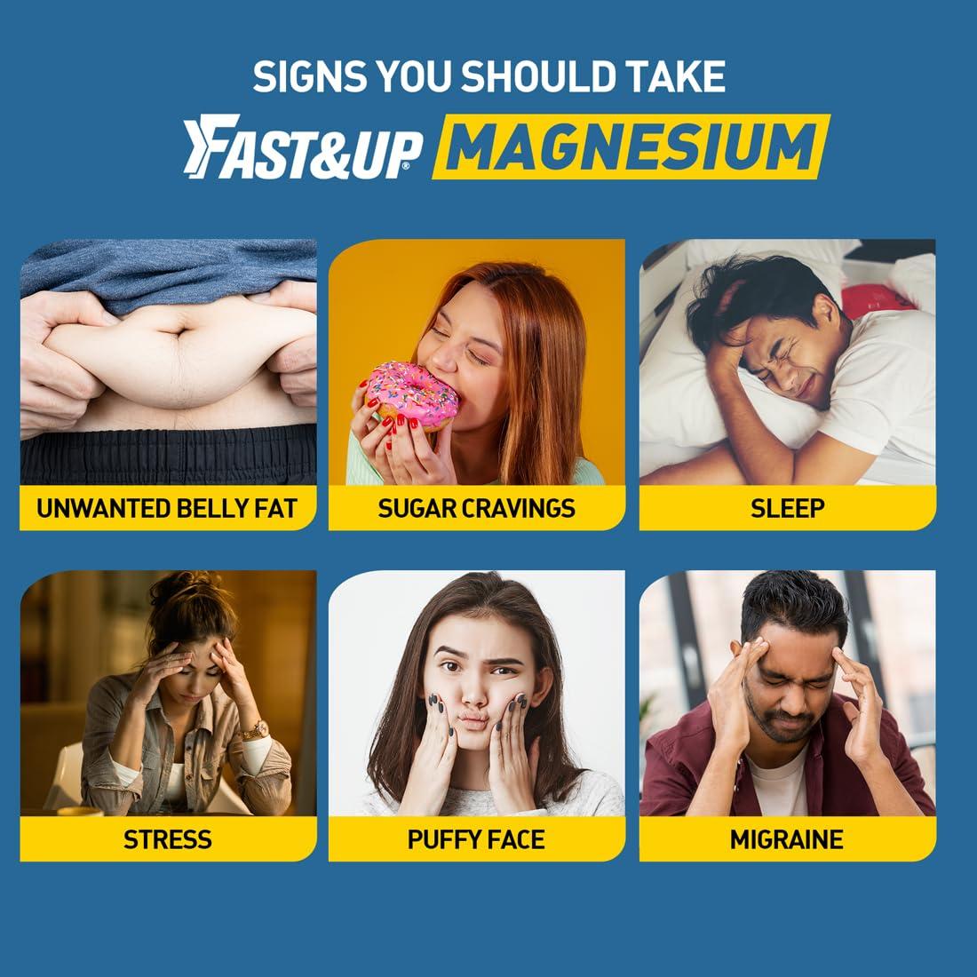 FAST&UP Fast&Up Magnesio - Restful Sleep Supplement - Magnesium & Zinc for Stress Management & Promoting Deep Sleep (60 Effervescent Tablets, Lime & Lemon Flavor)