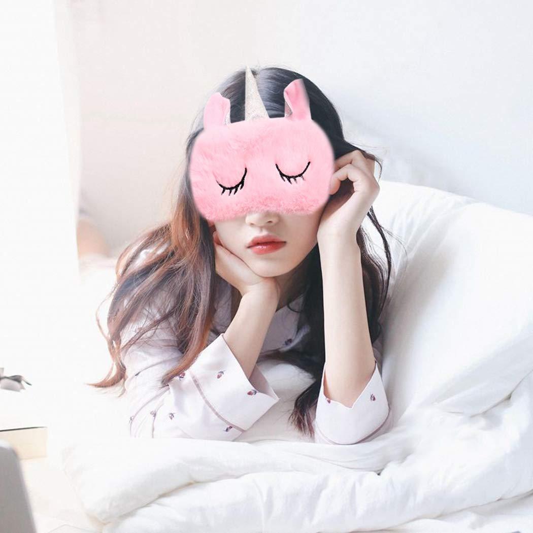 Zoylink Zoylink Sleeping Mask Cartoon Animal Horn Eye Mask Eye Shade Without Ice Pack for Travel (Pink)