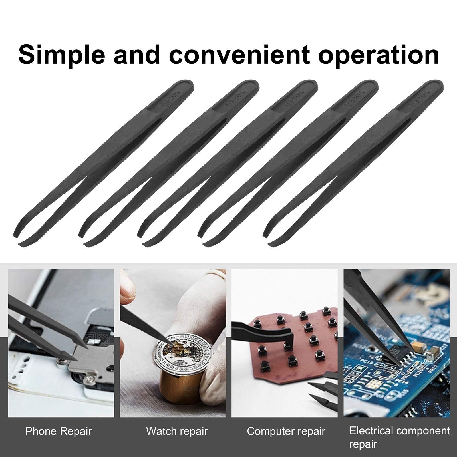Excluzo Set of 2 20Pcs Industrial Tweezers, Durable 20Pcs Tweezers with Ergonomic Design for Professionals or Amateur for Processing and Installation Of Components
