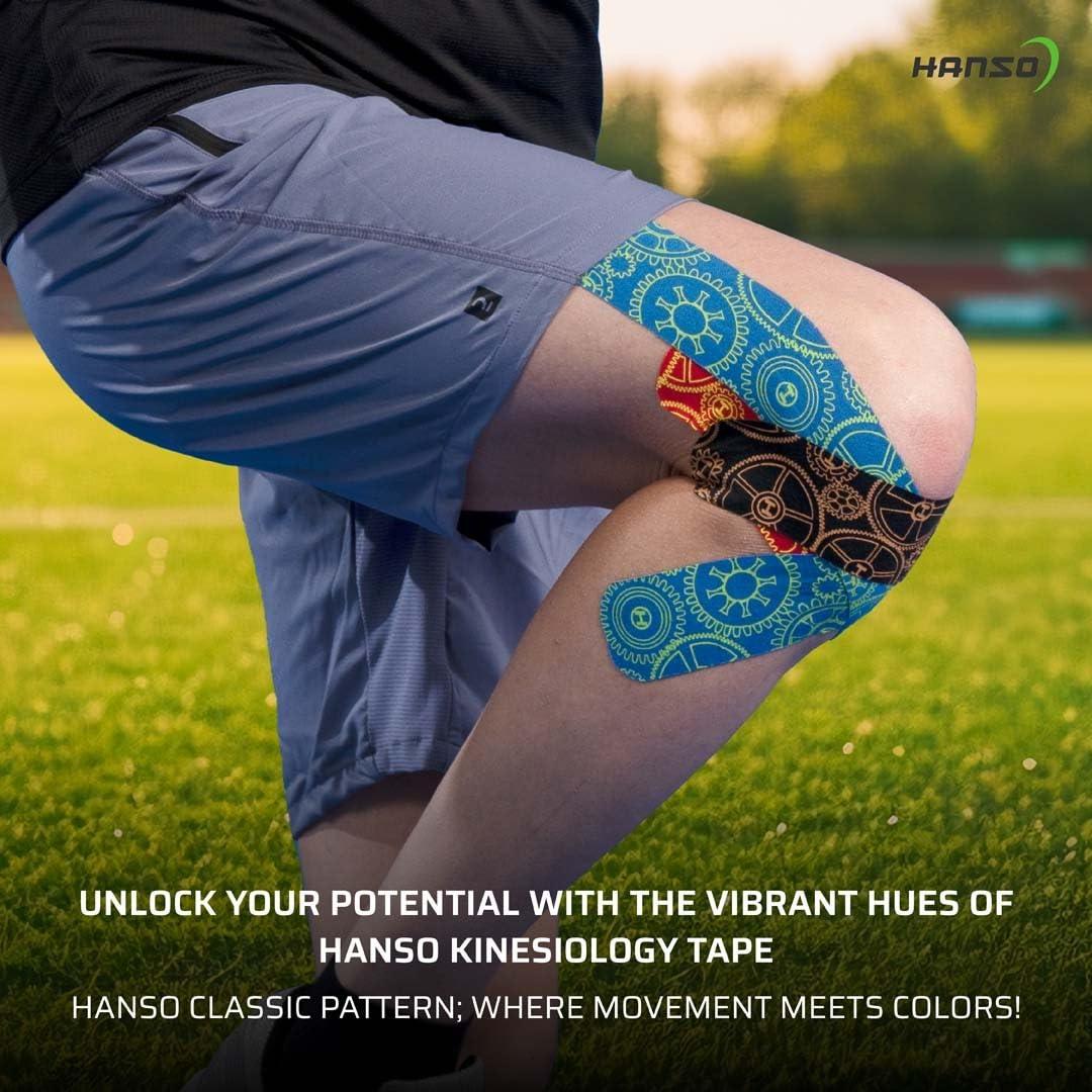 HANSO HANSO Elastic Therapeutic Tape | Kinesiology Tape | Classic Pattern | Tape for Physiotherapy, Sports Injuries, Pain Relief, Muscle Support Muscle Tape for Shoulder (Blsck)