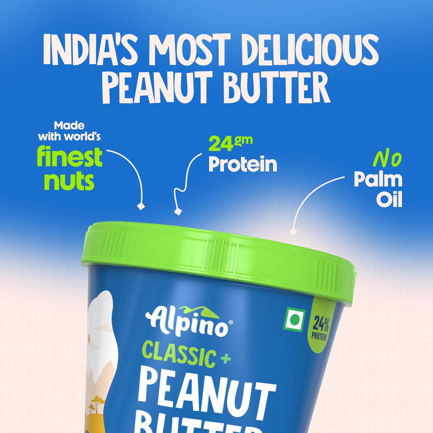 Alpino ALPINO Classic Peanut Butter Crunch 200 G - Roasted Peanuts, Brown Sugar & Sea Salt - 24g Protein, Gluten Free Plant Based Peanut Butter Crunchy