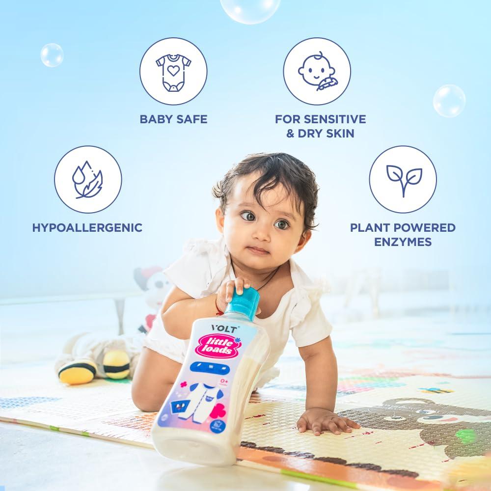 VOLT VOLT Home Baby Safe Bio Laundry Detergent Powder - 1 KG (Fragrance Free) Biodegradable | Eco- Friendly Tough On Stains Front And Top Load Washing Chemical Free | Multi Enzyme | Unscented