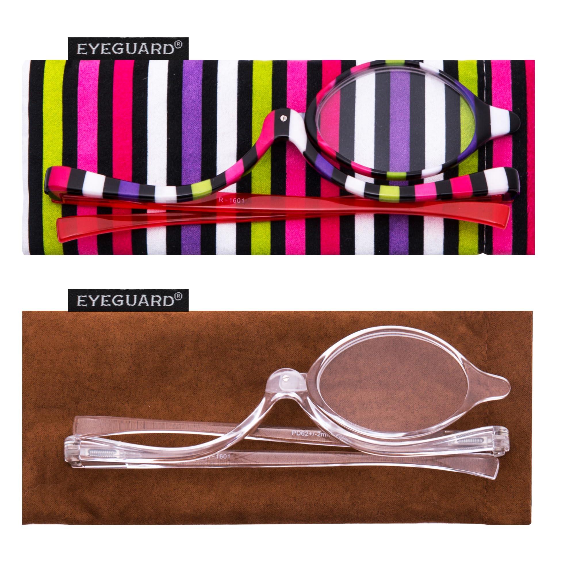 EYEGUARD EYEGUARD Readers 2 Pack Magnifying Makeup Glasses Eye Make Up Spectacles Flip Down Lens Folding Cosmetic Womens Reading Glasses +2.00