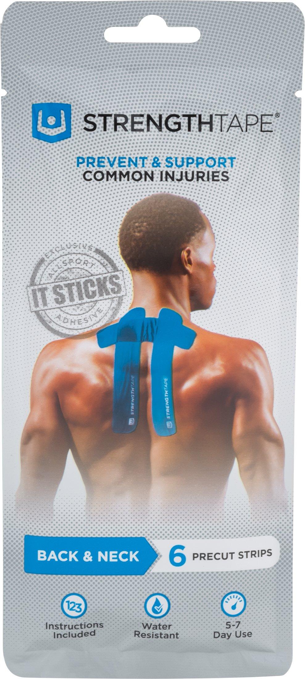 StrengthTape StrengthTape Kinesiology Tape, K Tape Taping Kit, Premium Sports Tape Provides Support and Stability to The Target Area, Back & Neck, Blue, StrengthTape Kinesiology Taping Kit