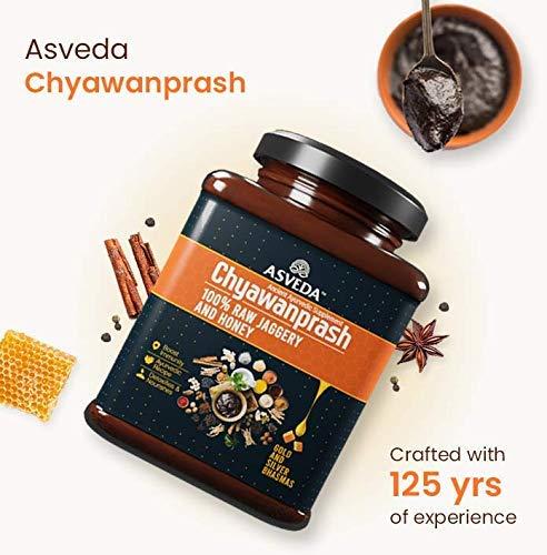 Asveda Asveda Adults and Kid's Sugar Free Chyawanprash with Sona Chandi Bhasma, Jaggery & Raw Honey in Glass Jar for Immunity Booster (1 Kg, 500 gm Each) - Pack of 2