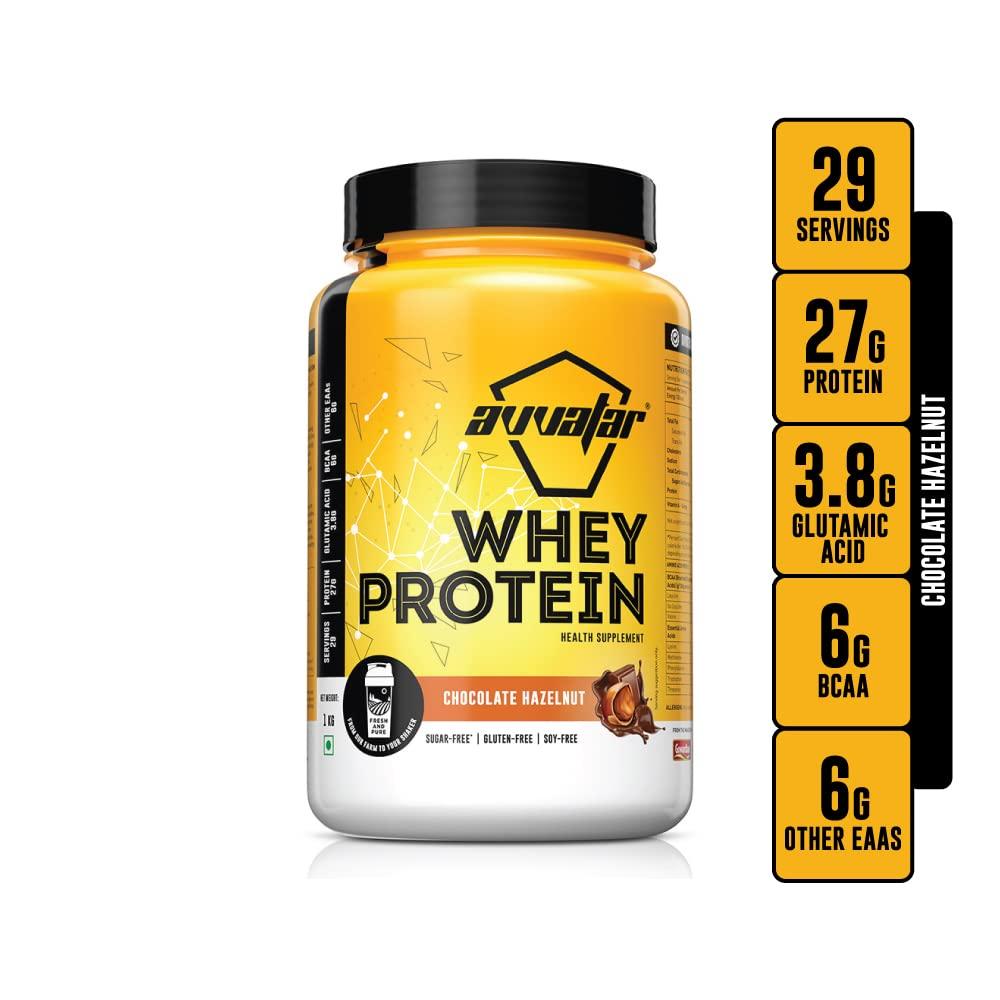 avvatar AVVATAR WHEY PROTEIN | 1KG | Chocolate Hazelnut Flavour | 27g Protein | 29 Servings | Isolate & Concentrate Blend