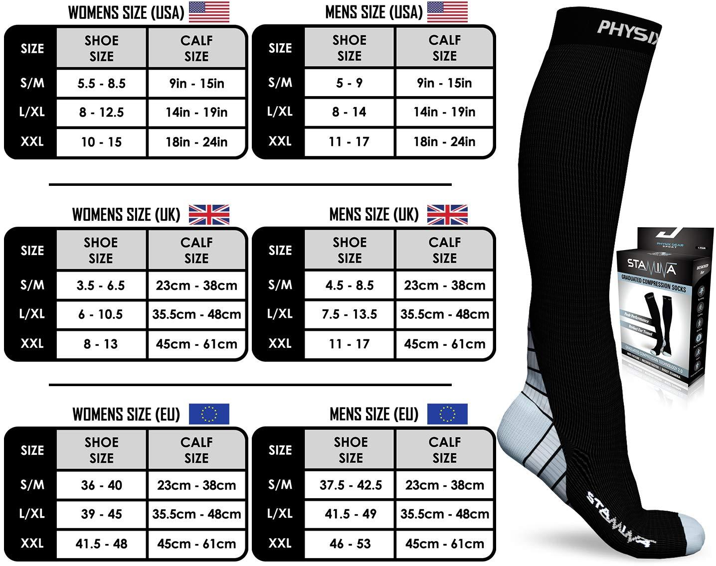 Physix Gear Sport Physix Gear Compression Socks for Men & Women 20-30 mmhg, Best Graduated Athletic Fit for Running Nurses Shin Splints Flight Travel & Maternity Pregnancy - Boost Stamina Circulation & Recovery GRY S/M