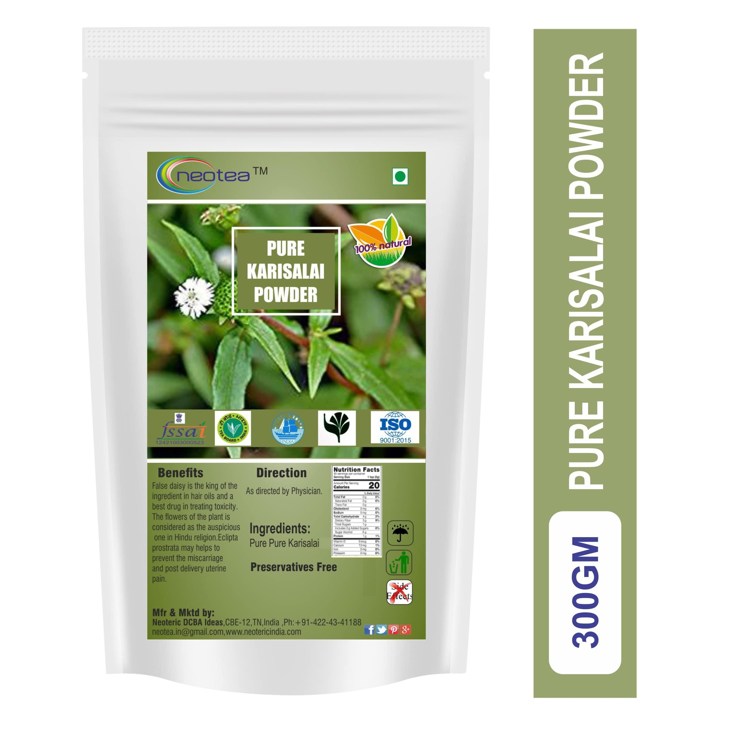 neotea Neotea Karisalankanni Bhringraj Powder | Eclipta Alba | White Prostrata | Natural Hair Growth & Scalp Care | Dandruff Control | Liver Support | False Daisy Leaves | No Preservatives | Pure & Chemical-Free | Kayonni, Kesaraja, Bhangra | Karisalai 300 