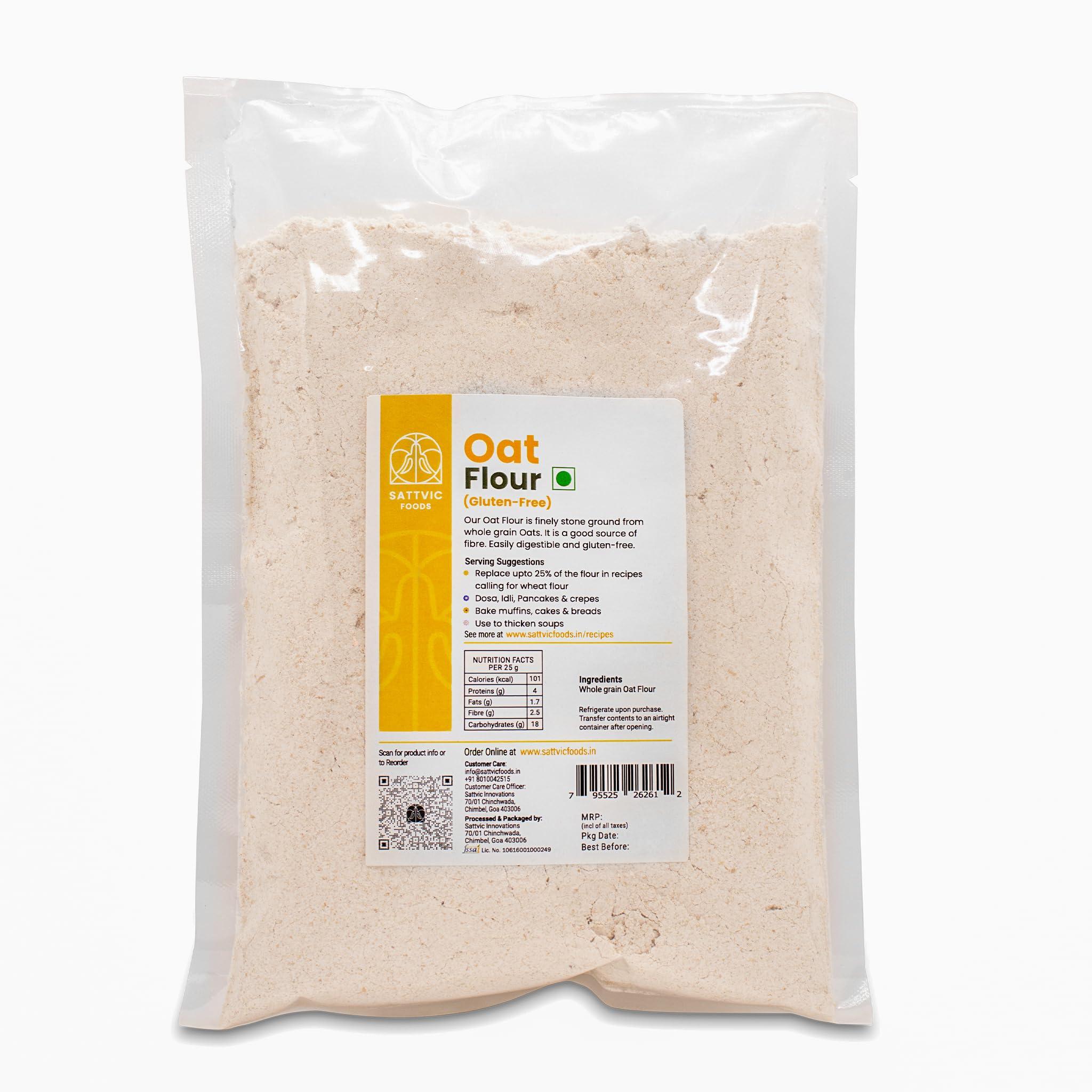 Sattvic Foods Sattvic Foods Oat Flour/Atta (1.5 kg) Stone Ground from Whole Grain Oats, Gluten-Free Low GI Superfood, High in Protein & Fibre | Use in Baking, Rotis, Chilla and Flour Blends