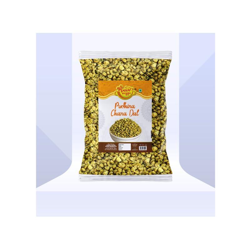 MMAA\'S VEGGIE Mmaa\'s Veggie Roasted Chana Dal Nimbu Pudina Chana Dal | Roasted Nimbu Pudina Masala Chana Dal | Nimbu Pudina Chana Gluten Free, Vegan Snack Spicy Namkeen Anytime Savoury Snack-850g*5Pack