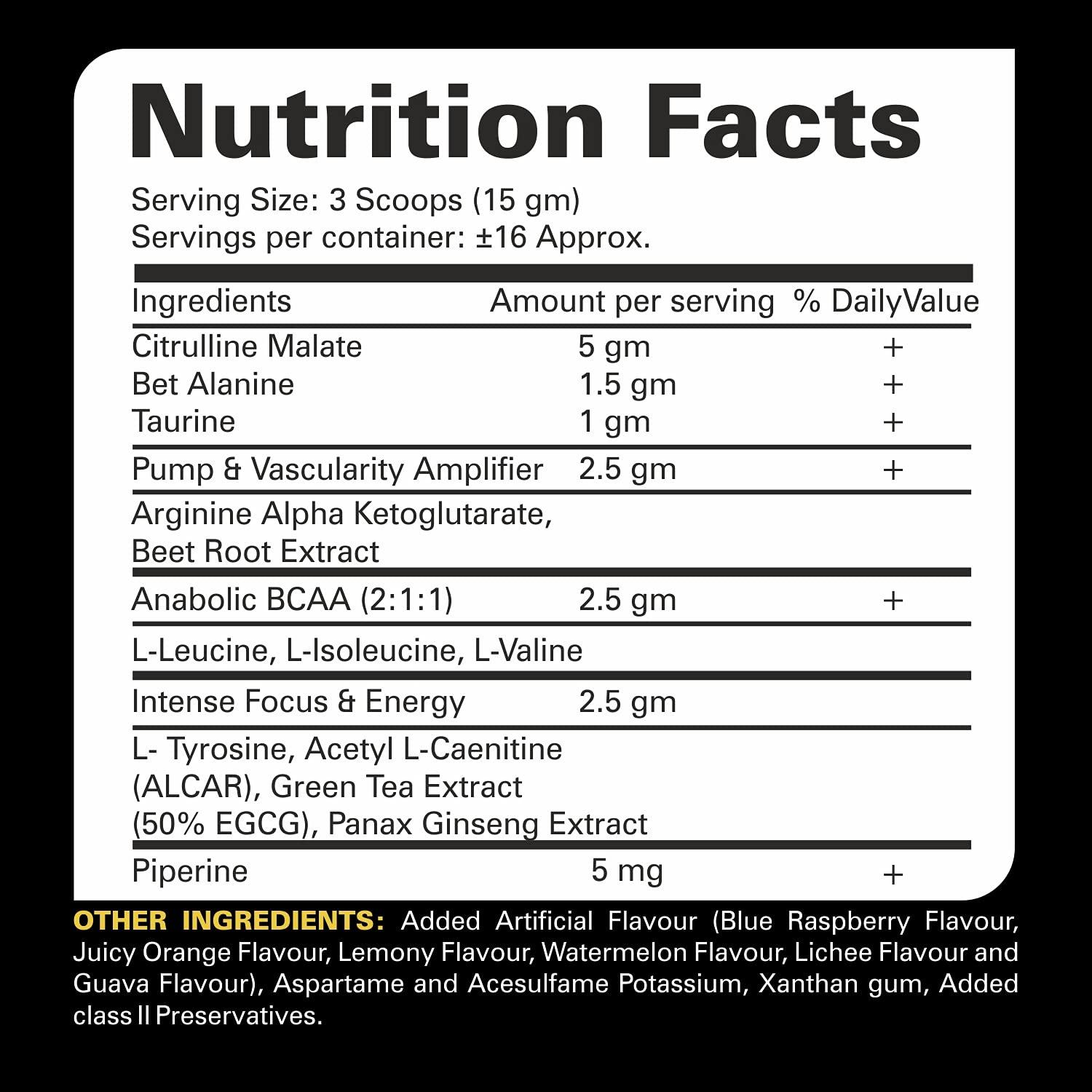 WellsPro Wellspro Insane Pre Workout 250g gym supplements for men Ultimate Performance & Energy Compound with Pump & Vascularity Amplifier, BCAA, Beet root & green tea (Mix Berry Flavor, 16 Servings)