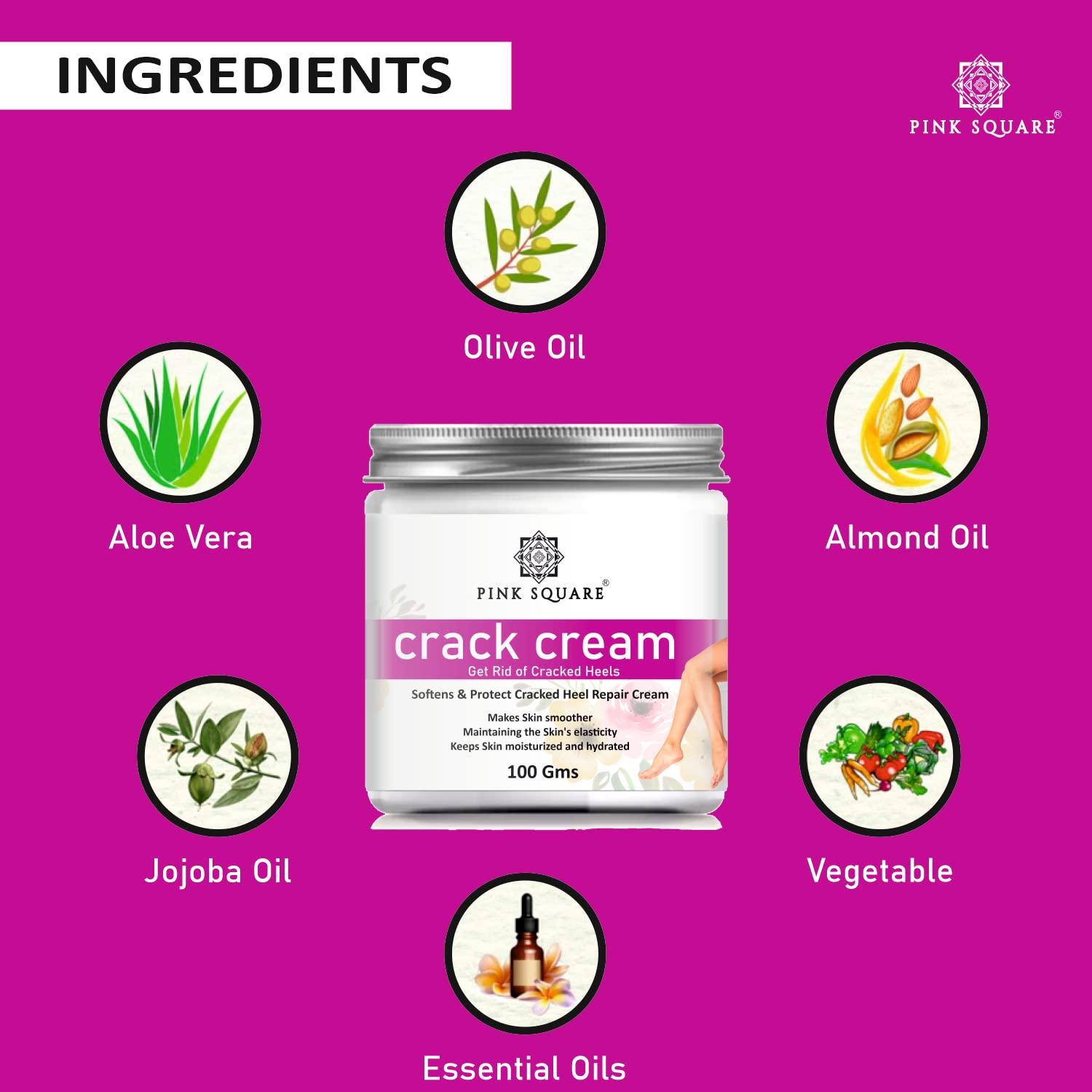Pink Square Pink Square Cream, Foot cream, Foot care for diabetic, For Dry & Cracked Feet, Moisturizes & Soothes Feet, Heel Repair, For Calloused, or Chapped Skin, Paraben Free - Pack of 4 of 100g