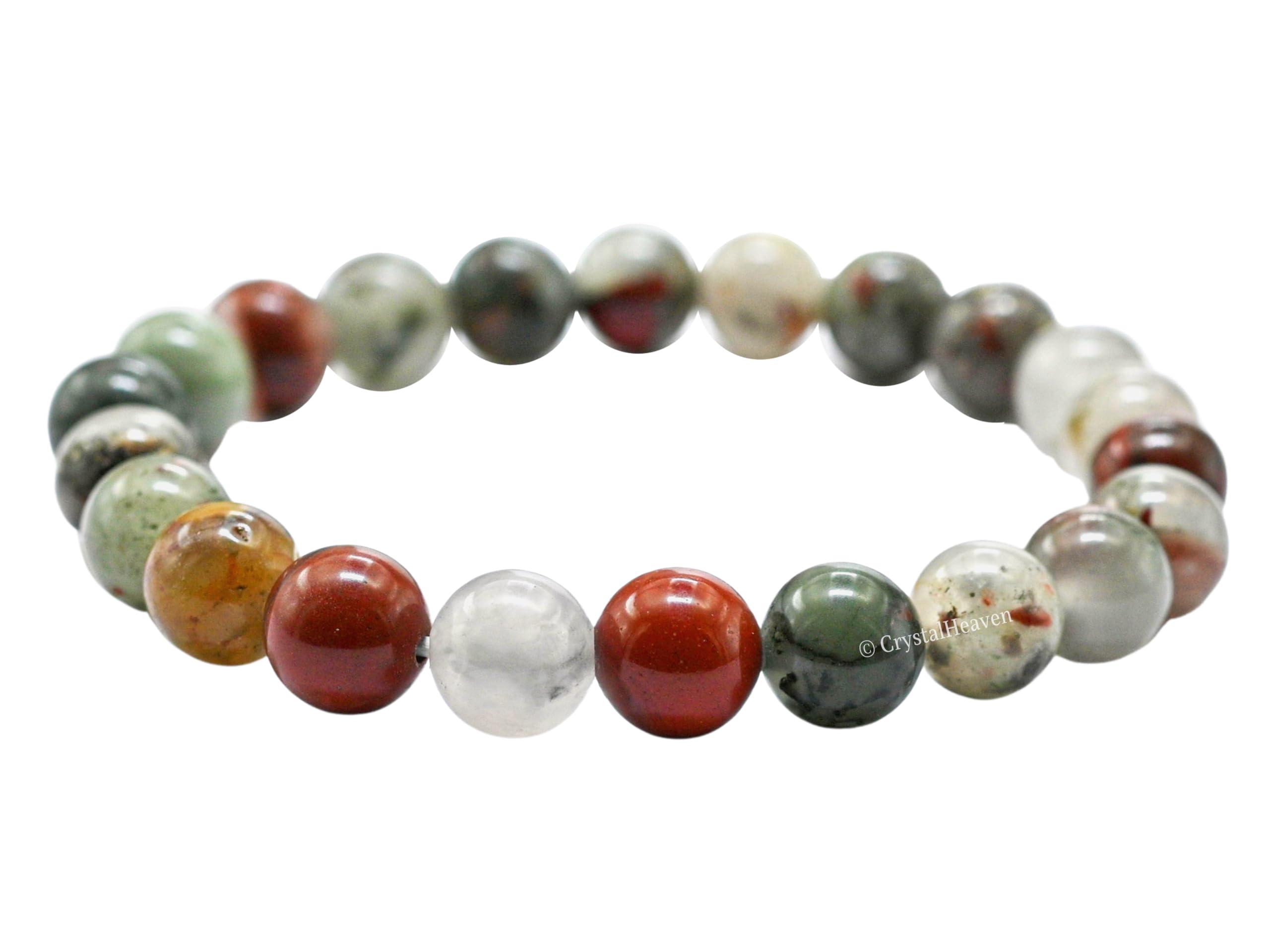 Crystal Heaven Certified African Bloodstone Bracelet for Women Men with Healing Crystal and Reiki Stone - Beautiful Gemstone Beaded Bracelet for Balance, Harmony & Positive Energy