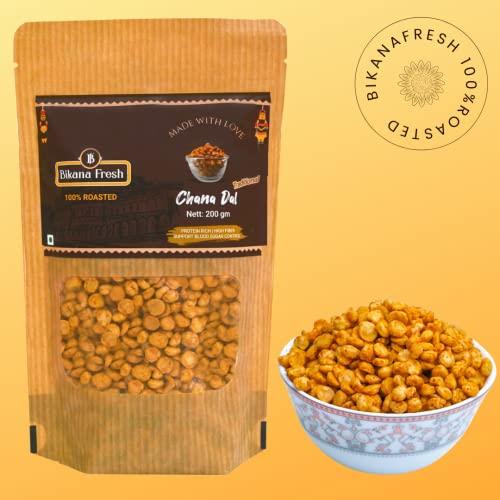 BIKANA FRESH Bikana Fresh Roasted Chana Dal | Oil-Free, Protein Rich, Gluten-Free, Ready-To-Eat Snack | Indian Snacks (200gm (PACK OF 3))
