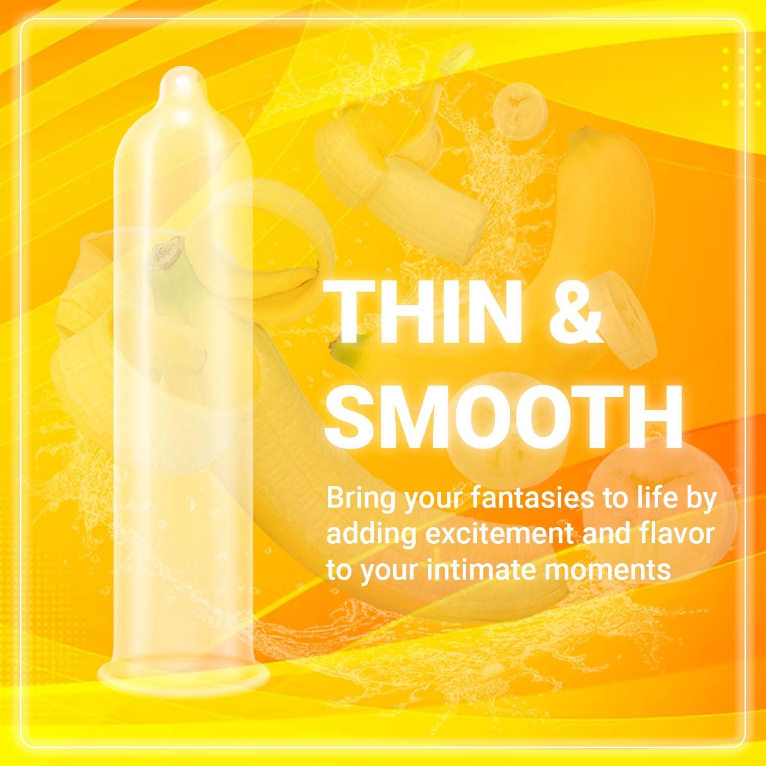 NOTTY BOY NOTTY BOY Banana Flavoured Condom For Men | Extra Thin Latex, Added Lubrication For More Comfort - 15 Units (Pack of 5)