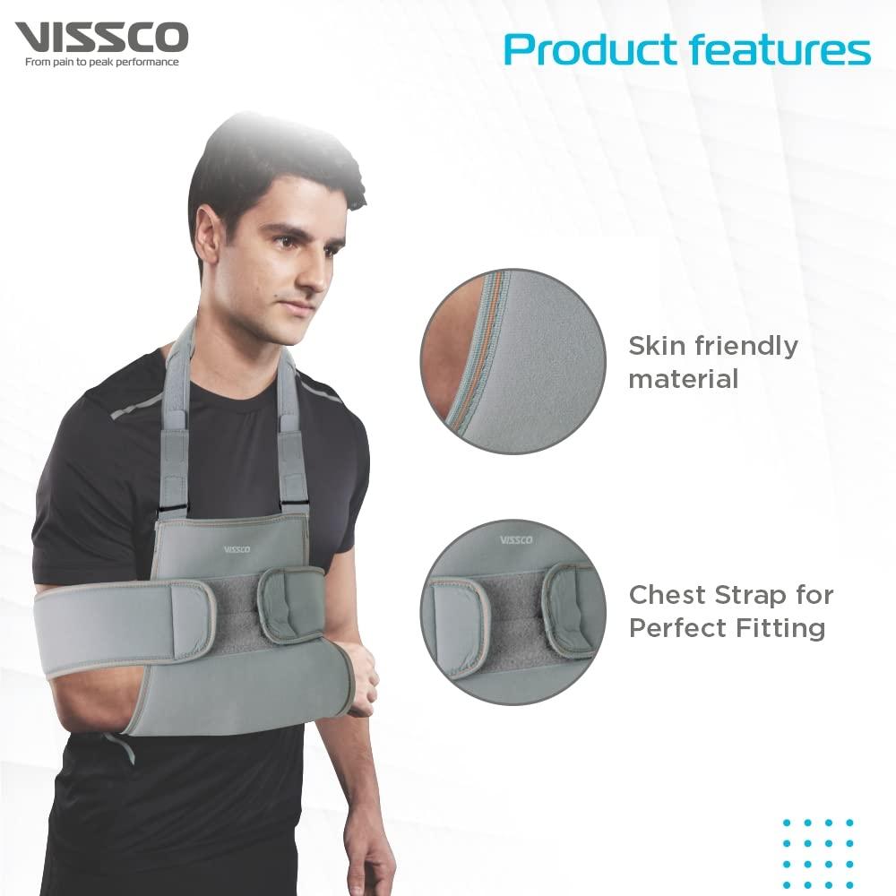 Vissco Vissco Shoulder Immobilizer, Shoulder Support for Shoulder Dislocation, Joint injuries, Pain Relief Belt, Support Brace, Pain Reliever for Rotator cuff injury, Post paralysis - Large (Grey)