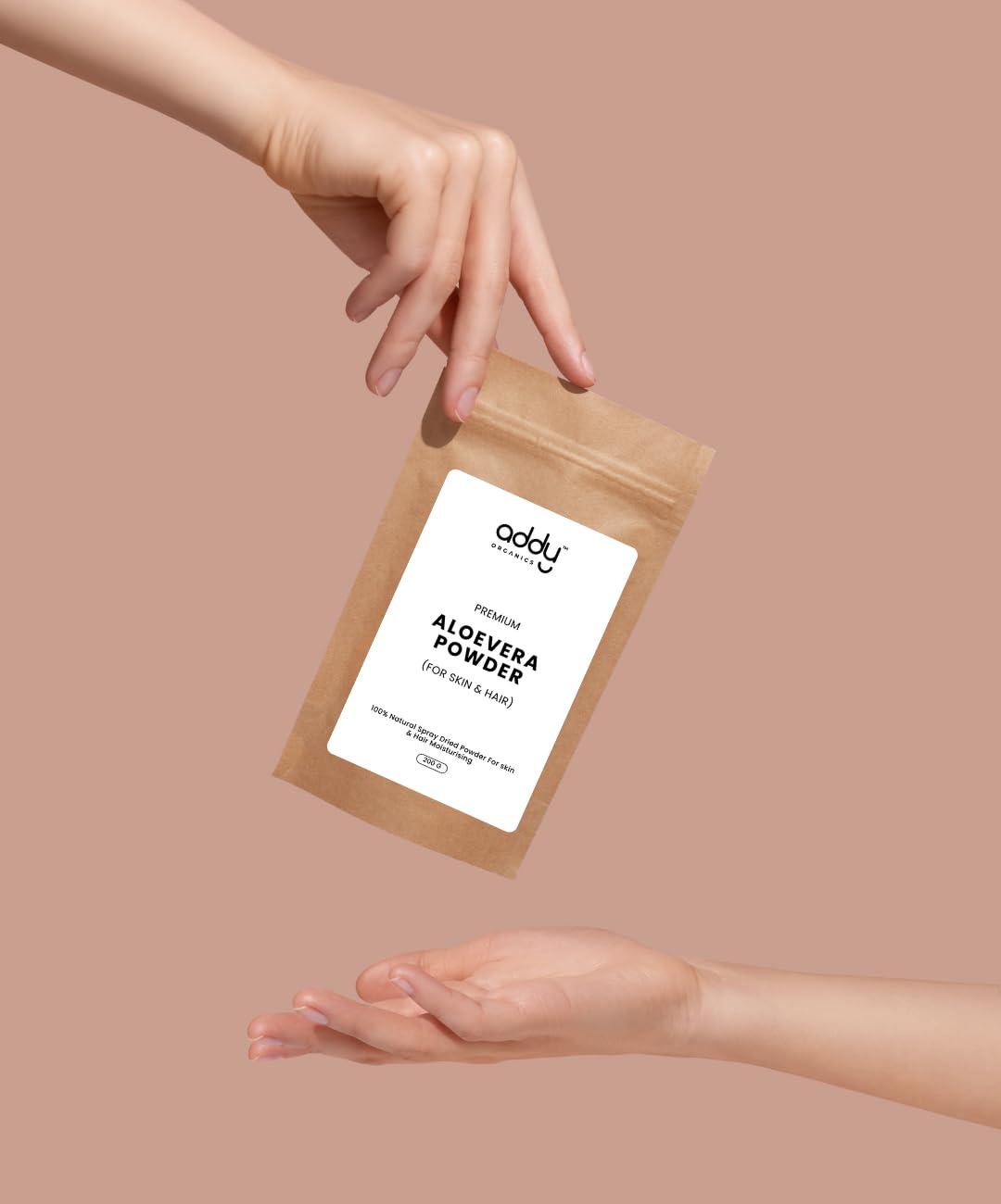 ADDY ORGANICS Organic Aloe Vera Powder | Pure Dried Aloe Vera Leaf Powder for Natural Skin Care, Hair Care, and Nutritional Supplements, Gluten-Free, | 200gm