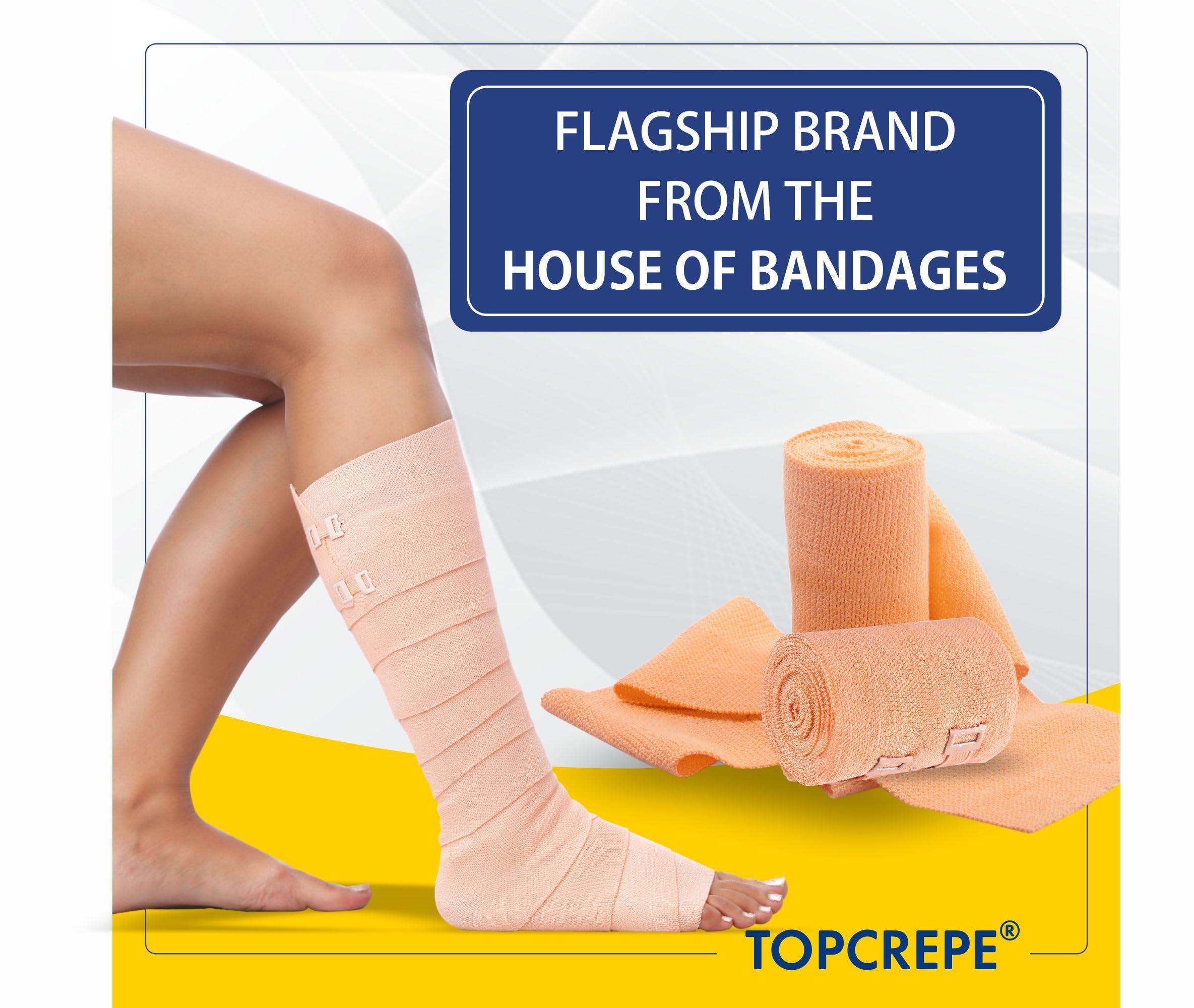 TopCrepe TopCrepe Cotton Crepe Bandage (Width 15 cm x 4 m Stretch Length) | Pain Relief for Sprains and Strains in Joints and Muscles | Pack of 2