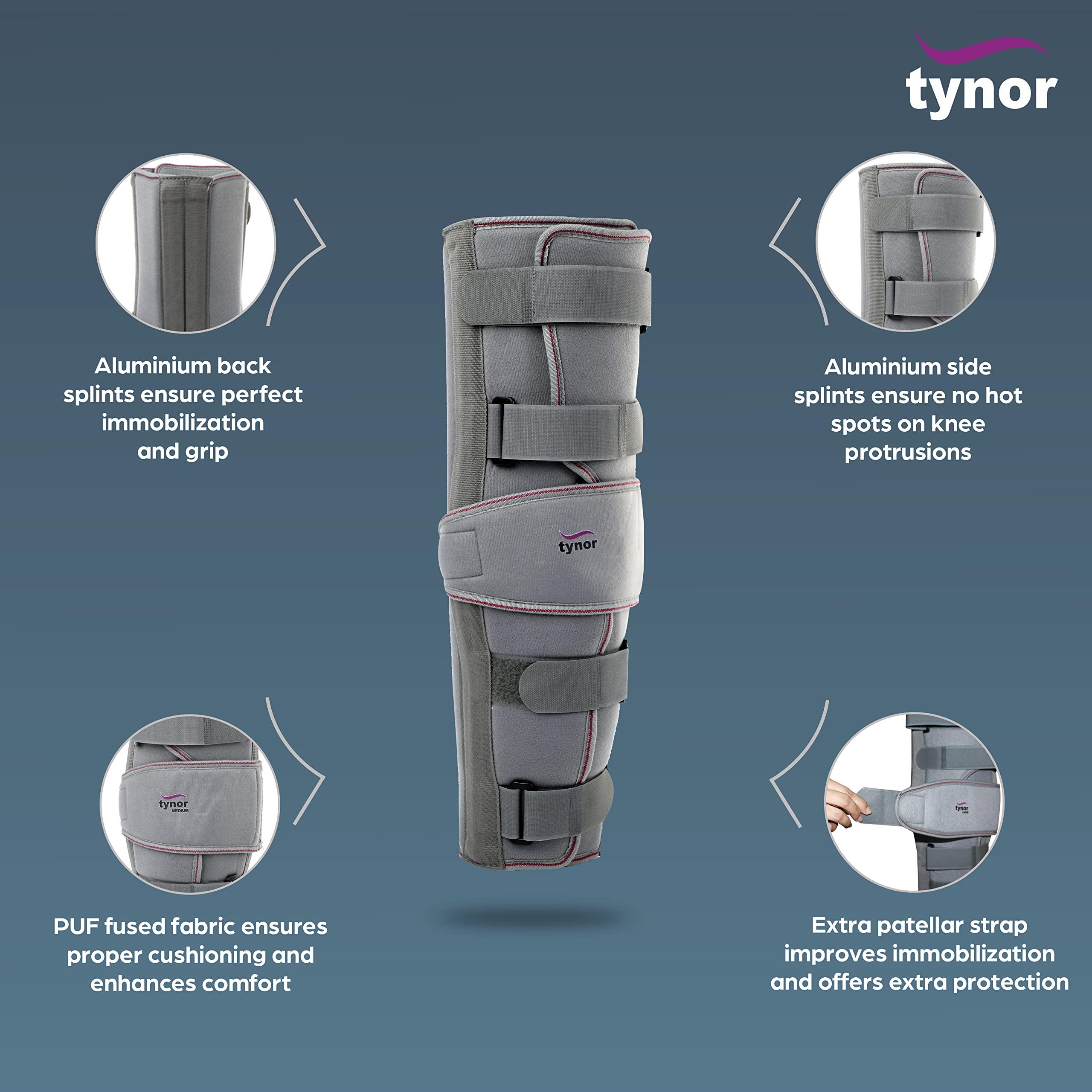 TYNOR Tynor Knee Immobiliser 22"/56cm, Grey, XL, 1 Unit