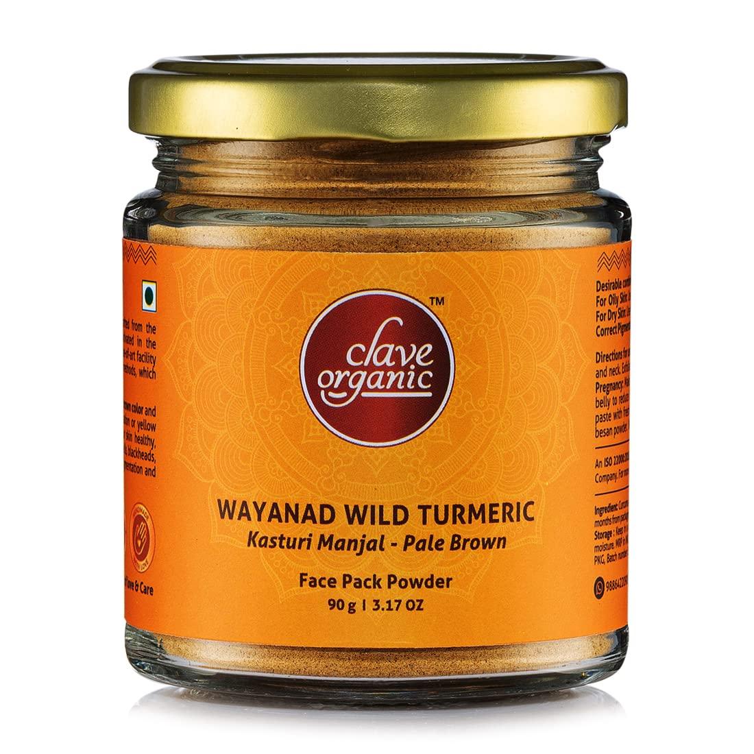 Clave Organic India Clave Organic India Wayanad Rare Variety Vegan No Chemicals Kasturi Manjal (Wild Turmeric ) Powder in Eco-Friendly Glass Jar - 90g