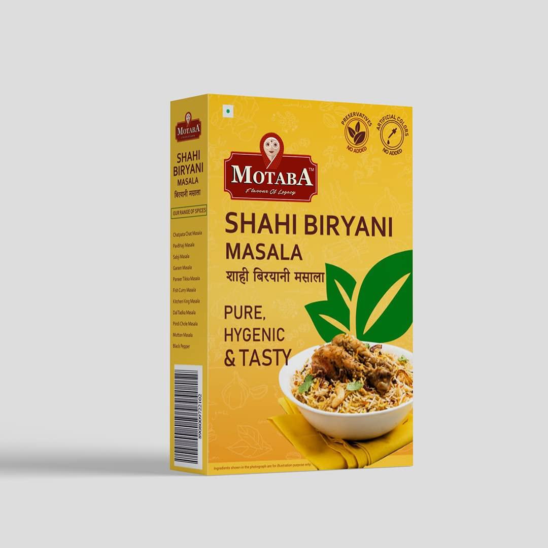 MOTABA Motaba Delicious Shahi Biryani Masala 100 Gram/Natural,Premium Spices Blends & Aromatic | No Preservatives & No Artificial Color/Delicious & Flavourful Cooking (100Gram, Pack of 1)