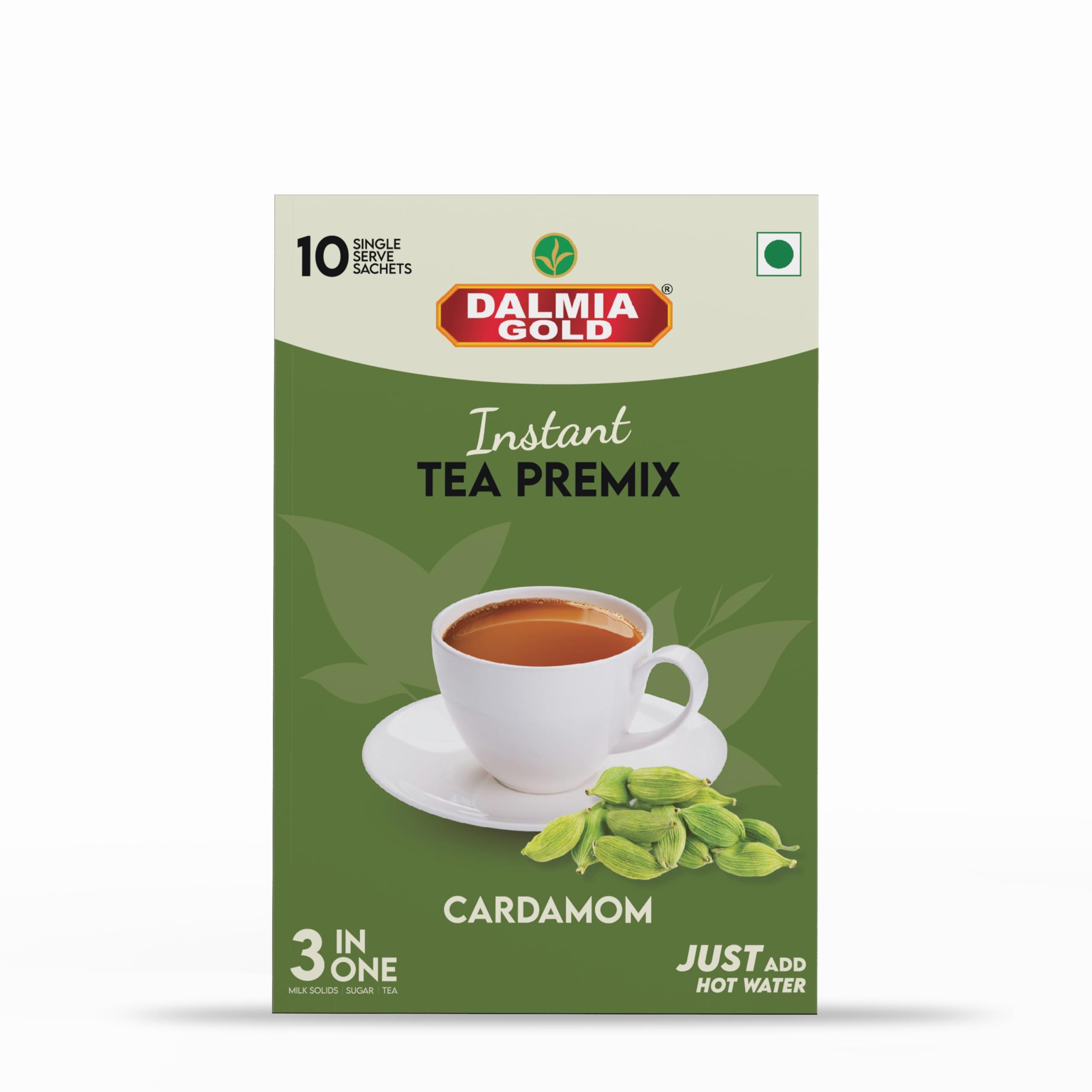 Dalmia Gold Dalmia Gold Instant Tea Premix - Elaichi Flavour - Regular Sugar (14 Grams * 10 sachets) (Makes 100 ml) | Cardamom Instant Tea Powder