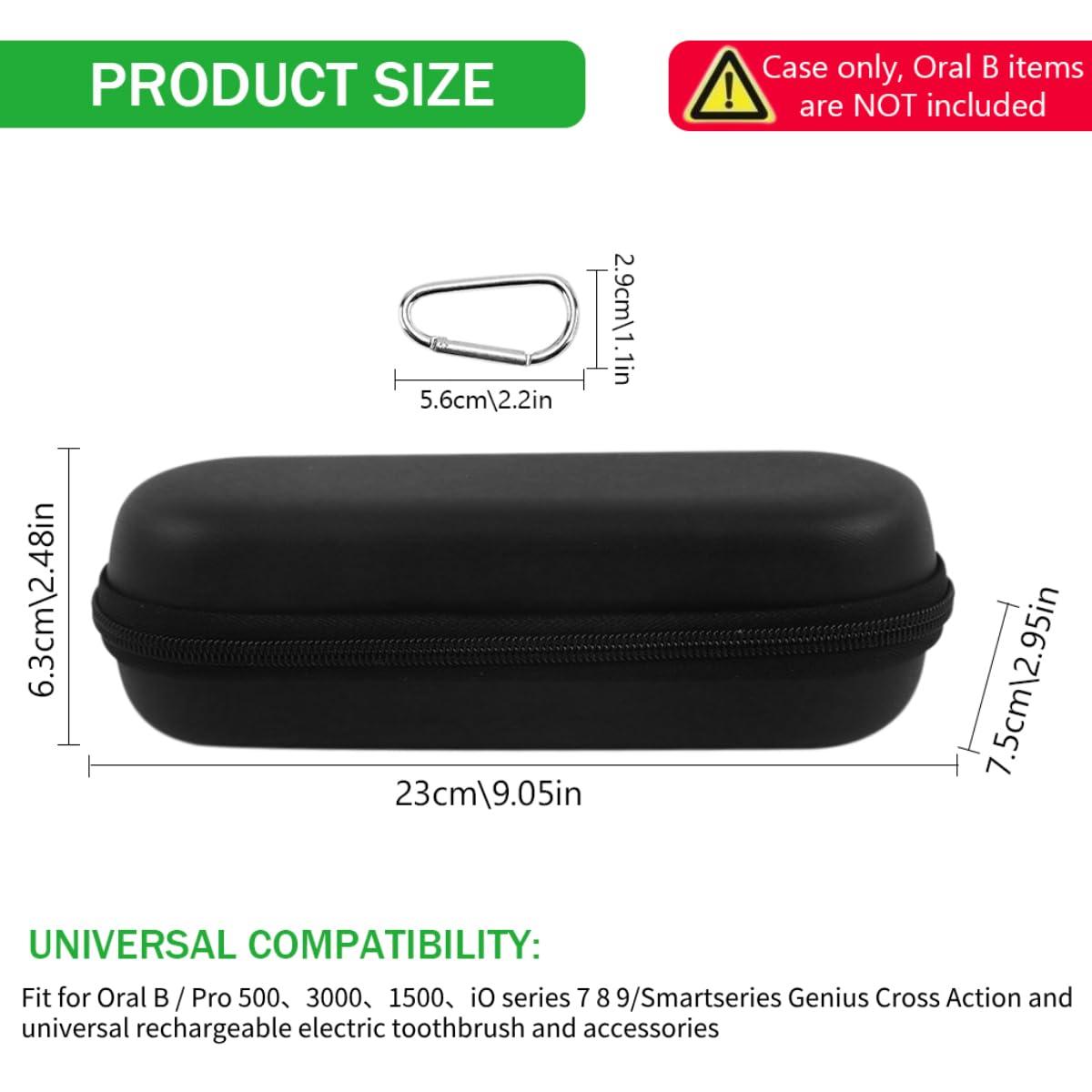 HANNEA HANNEA Electric Toothbrush Hard Travel Case Compatible with Oral-B Pro Pro 500 300 1500 iO series 7 8 9 Electric Toothbrush, Portable EVA Protective Storage Bag Holder with Mesh Pocket